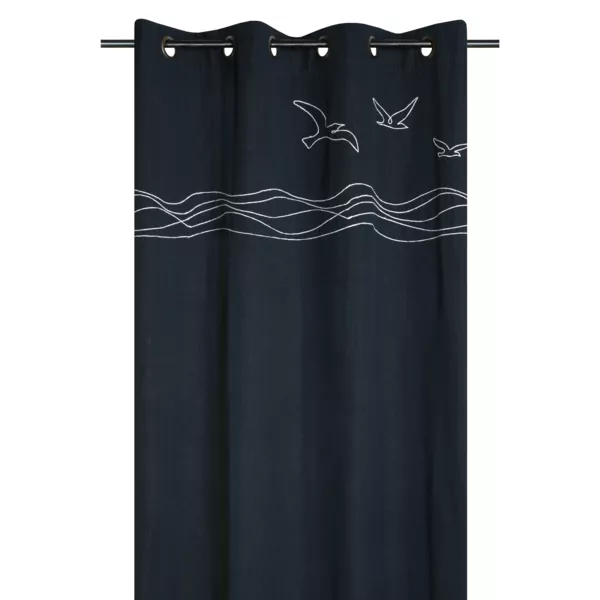 Rideau coton (140 x 260 cm) Bordemer Bleu marine