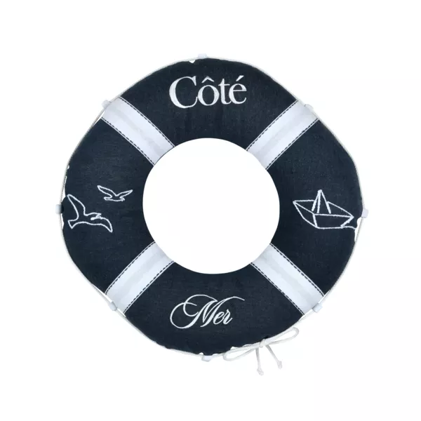 Coussin bou�e en coton (50 cm) Bordemer Bleu marine