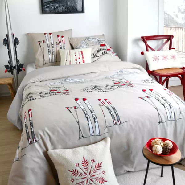 Bettbezug und zwei Kissenbez�ge aus Baumwolle (240 x 220 cm) Alpen Cremewei�