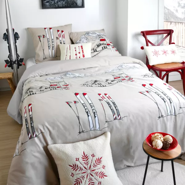 Bomuldsdynebetr�k og to pudebetr�k (260 x 240 cm) Alpes Ecru