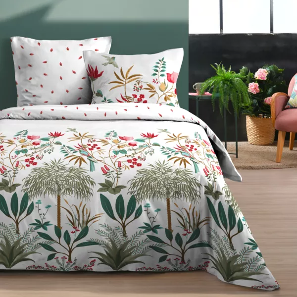 Housse de couette et deux taies d'oreiller en coton (260 x 240 cm) Antillia Multicolore
