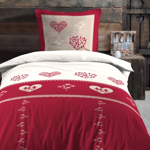 Housse de couette et une taie d'oreiller en coton (140 x 200 cm) Modane Rouge