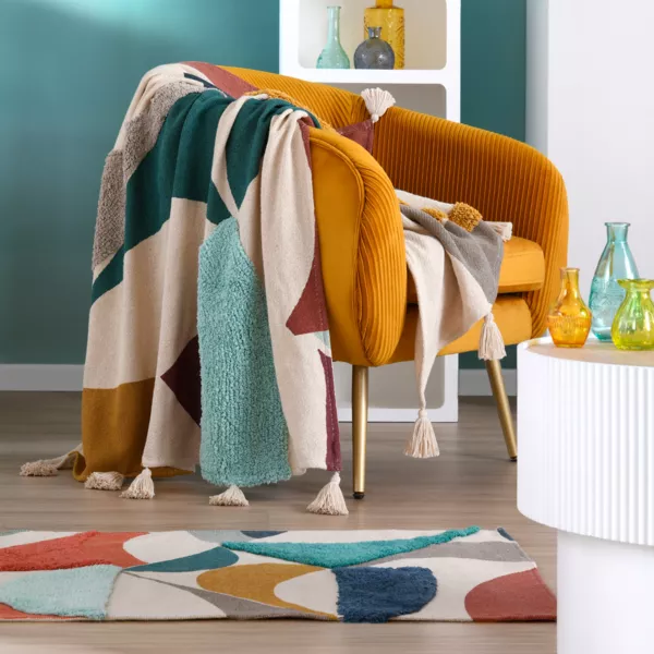 Manta de algod�n reciclado (125 x 150 cm) Blokken Multicolor