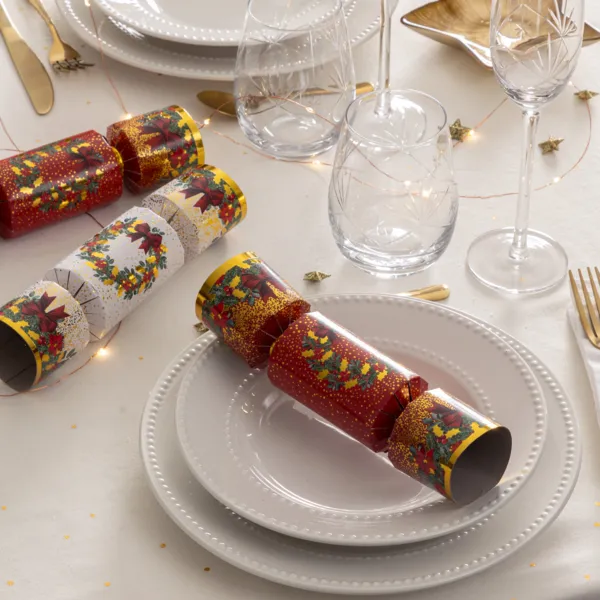 Set di 6 crackers natalizi Festivit� Rosso e Bianco