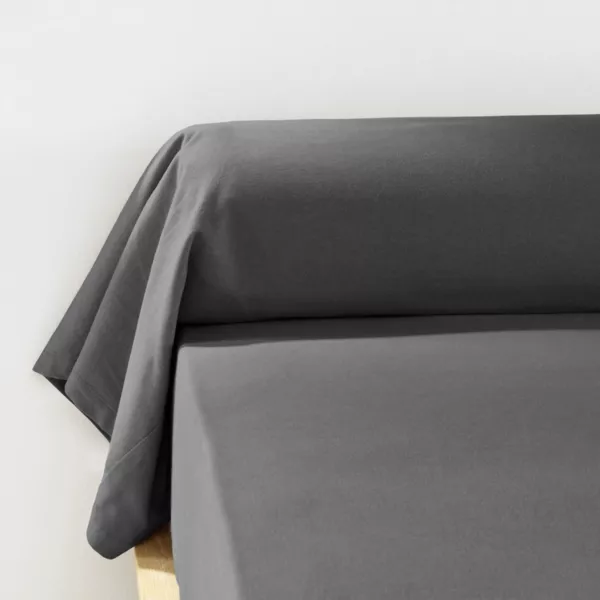 Taie de traversin flanelle de coton (L185 cm) Nina Gris anthracite