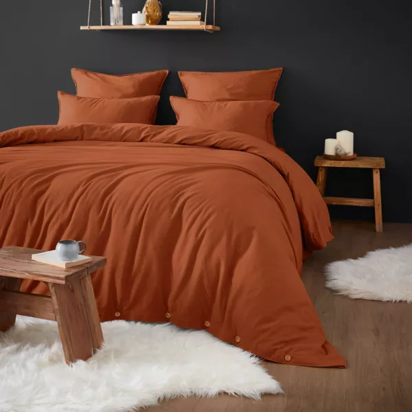 Bomuldsflonel dynebetr�k (240 x 220 cm) Nina Terracotta
