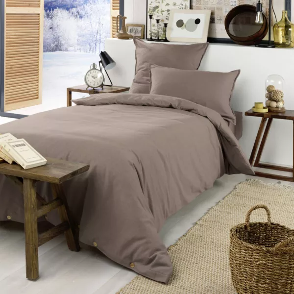 Housse de couette flanelle de coton (140 x 200 cm) Nina Ficelle