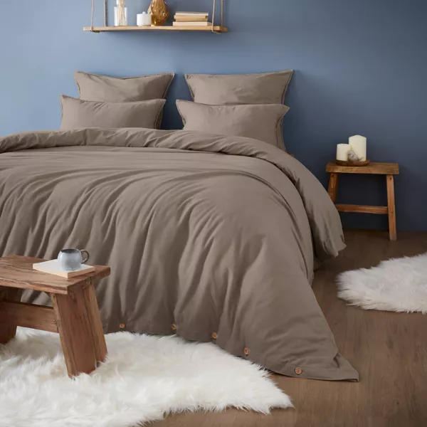 Housse de couette flanelle de coton (280 x 240 cm) Nina Ficelle