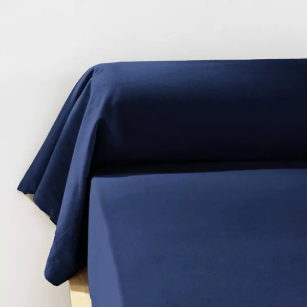 Funda de almohada de cilindro de franela de algod�n (L185 cm) Nina Azul noche