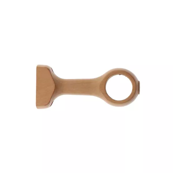 Lote de 2 soportes de barra de cortina de madera fija (L115 / D28 mm) Nils Beige Barnizado