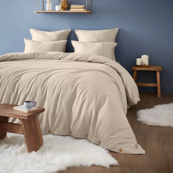 Copripiumino in flanella di cotone (200 x 200 cm) Nina Beige