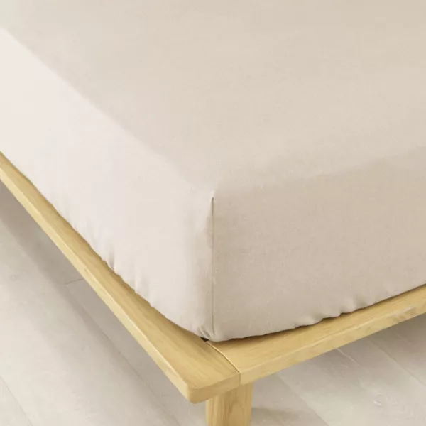 Drap housse flanelle de coton (90 x 190 cm) Nina Beige
