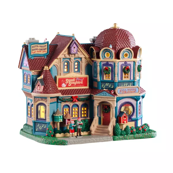 Pueblo de Navidad Lemax luminoso Escuela de m�sica El P�jaro cantor