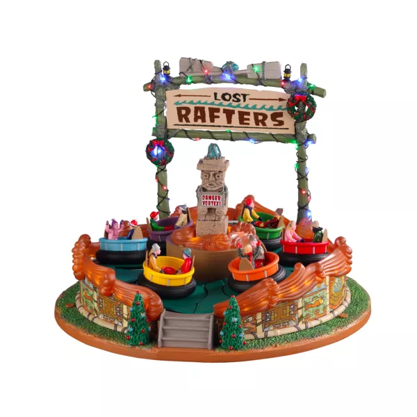 Pueblo de Navidad Lemax luminoso, musical y animado Carrusel de Rafteurs perdidos