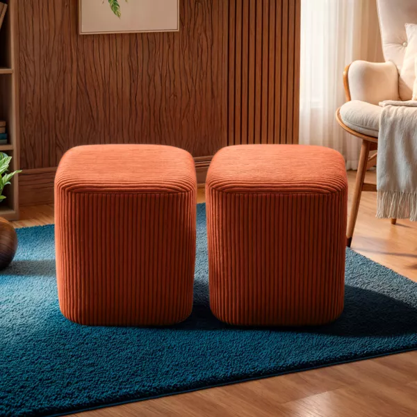 Lote de 2 pufs de terciopelo (H38 cm) Shan Terracota