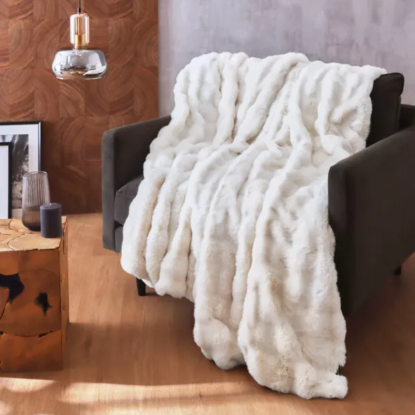 Nepbont plaid (220 x 240 cm) Toronto Ivoor