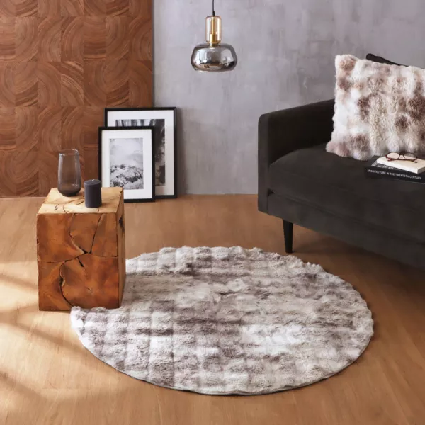 Tapis fausse fourrure (120 cm) Toronto Taupe