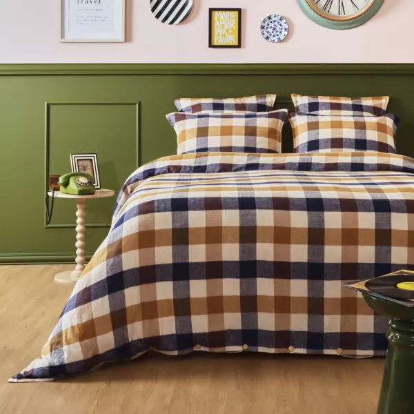 Bomuld flannel dynebetr�k (260 x 240 cm) Nina tern Multifarvet