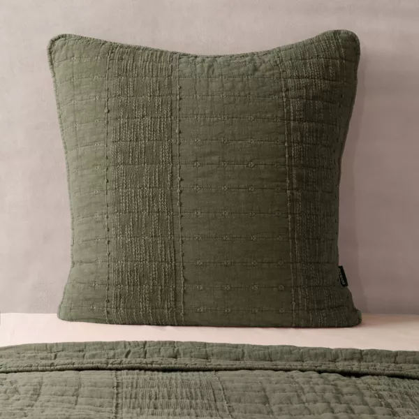 Fodera per cuscino quadrata in cotone (60 x 60 cm) Lena Verde rosmarino