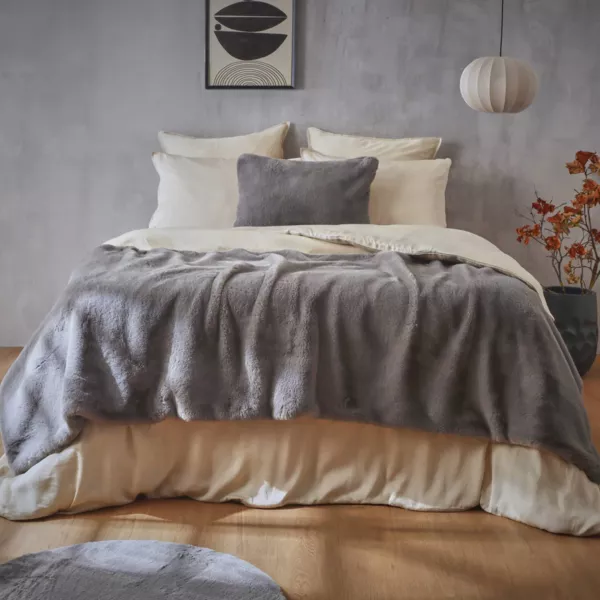 Bett�berwurf Kunstfell (90 x 220 cm) Finn Anthrazitgrau