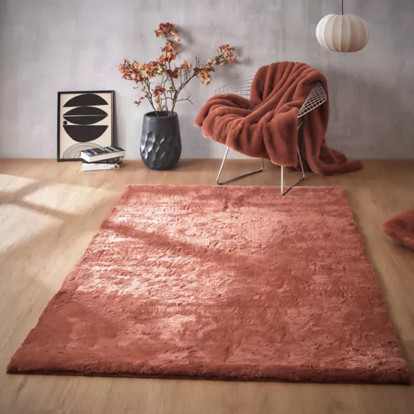 Tappeto rettangolare in finta pelliccia (140 x 200 cm) Finn Terracotta