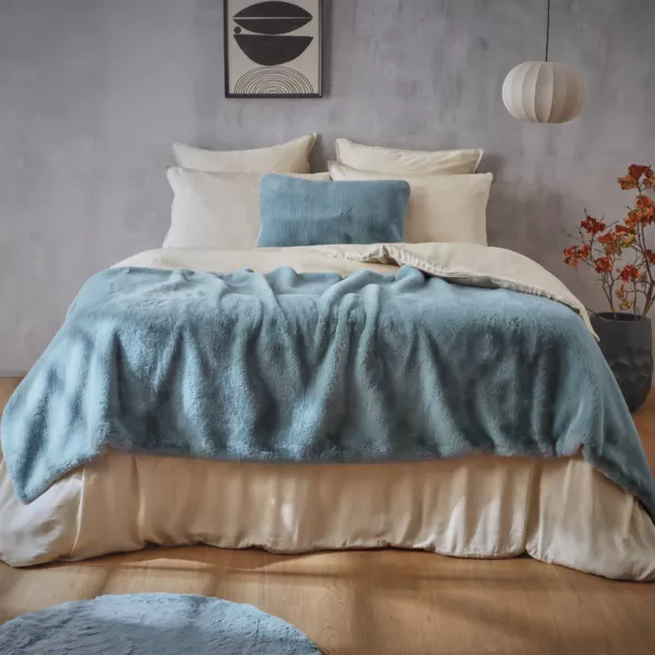 �dredon fausse fourrure (90 x 220 cm) Finn Bleu