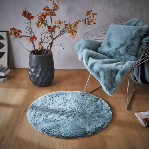 Rundt falsk pels t�ppe (80 cm) Finn Bl�