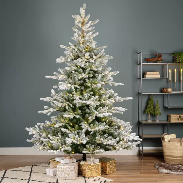 Albero di Natale artificiale luminoso 700 LED (H240 cm) Glorious Verde innevato