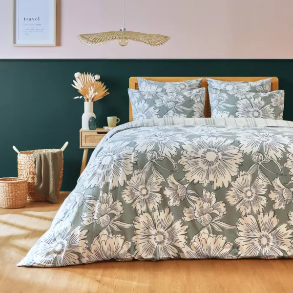 Housse de couette coton (260 x 240 cm) Lara Vert