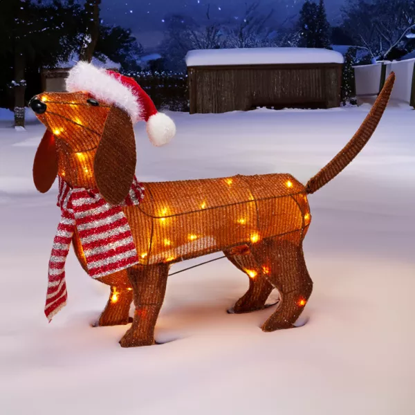 Lysende hund 40 LED (H43 cm) Gabriel Teckel Brun