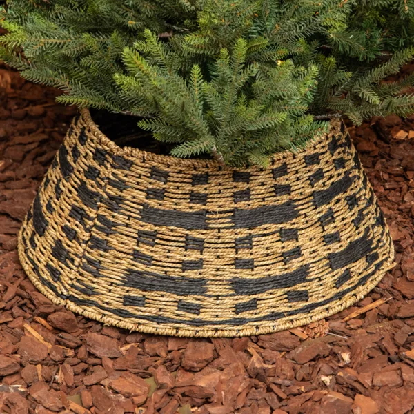 Cache pied de sapin tress� (D57 cm) Classic Noir et naturel