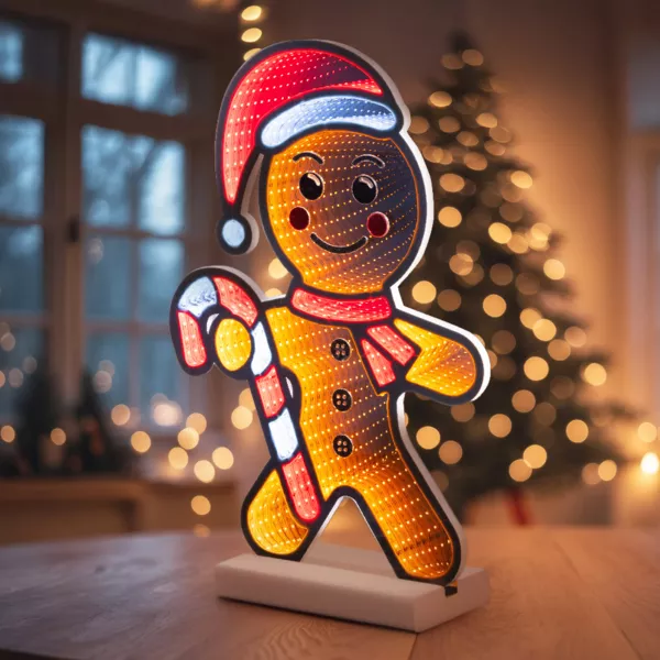 Lichtgevend peperkoekhuisje 201 LED (H38 cm) Suikerstok Infinity Multicolor