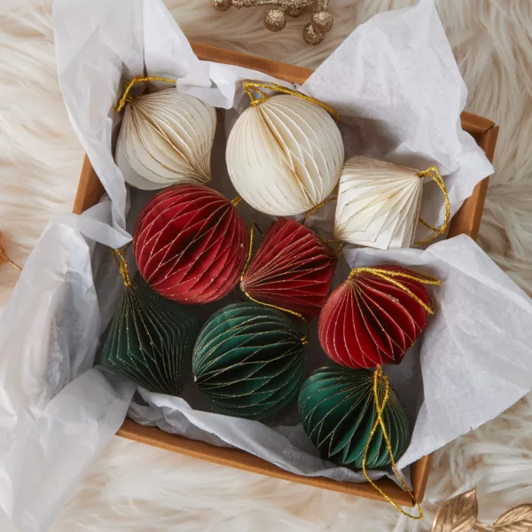 Lote de 9 adornos para �rbol de Navidad (D60 mm) Cierre magn�tico de papel Multicolor