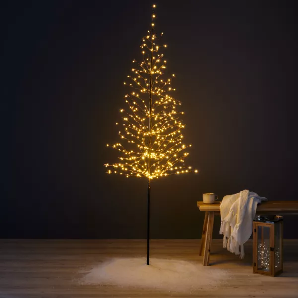 �rbol luminoso 360 LED (H180 cm) Abeto de invierno Blanco c�lido dorado