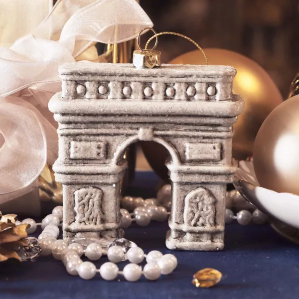 Decorazione Natalizia Sospesa (H16 cm) Arco di Trionfo Grigio