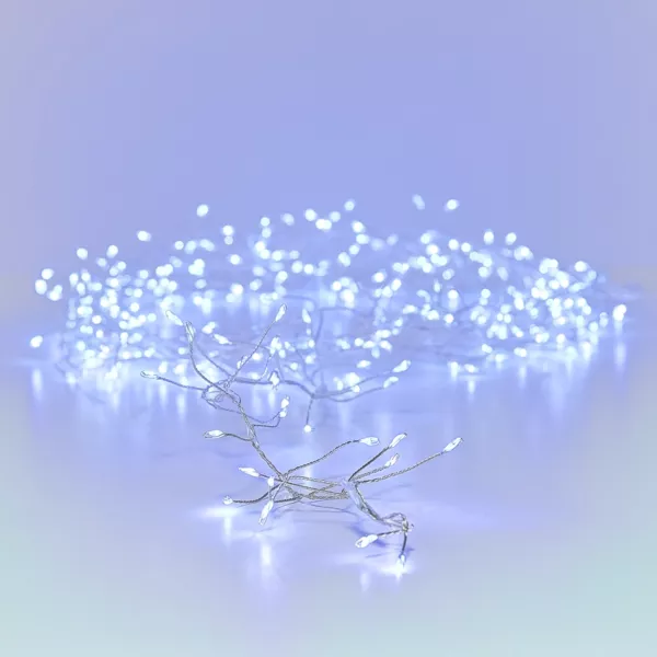 Ghirlanda luminosa 6 m 480 Micro LED cavo argento Luxe Bianco freddo