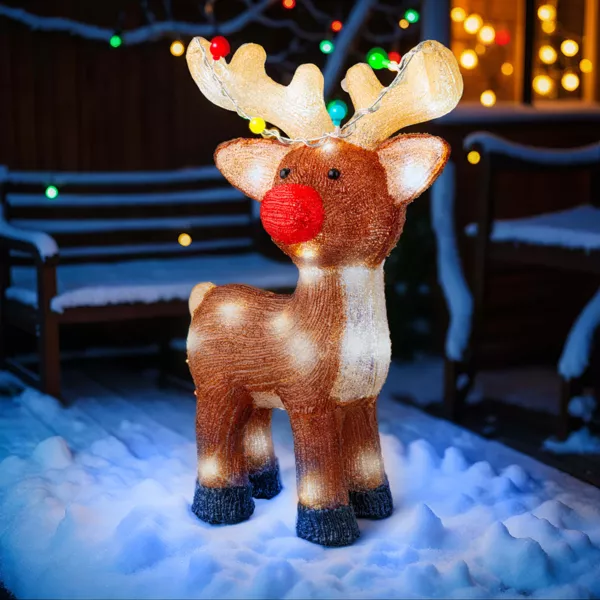 Reno luminoso solar 48 LED (H47 cm) Dewey Blanco frío