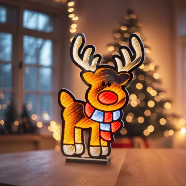 Lysende rensdyr 324 LED (H60 cm) Infinity Varm og kold hvid