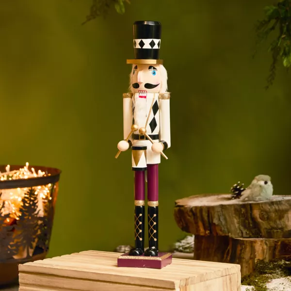 Soldat Casse-noisette en bois (H50 cm) Gaby et son tambour Imp�rial Blanc