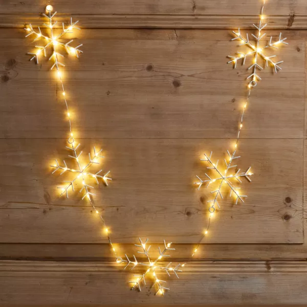 Lichterkette 2,25 m 160 Mikro-LED Schneekristalle Warmwei�