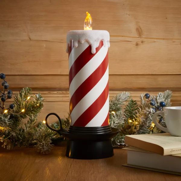 Bougie lumineuse d�co LED (H30 cm) Candy Candle Rouge et blanc