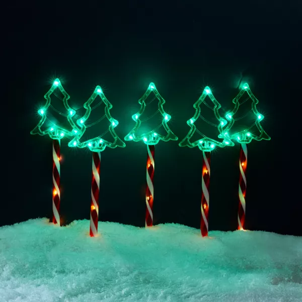 Set di 5 paletti luminosi con pile 45 LED (H44 cm) Abeti Candy Multicolore