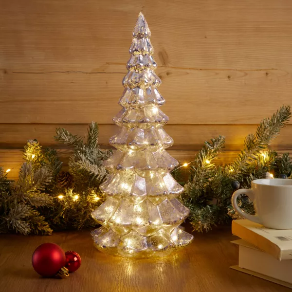Albero di Natale luminoso con pile 20 LED (H32 cm) Eternel Argento