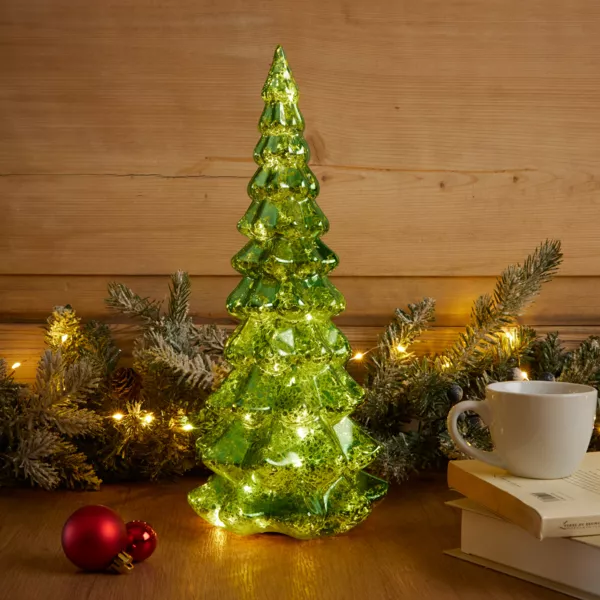 Verlichte kerstboom op batterijen 20 LED (H32 cm) Eeuwig Groen
