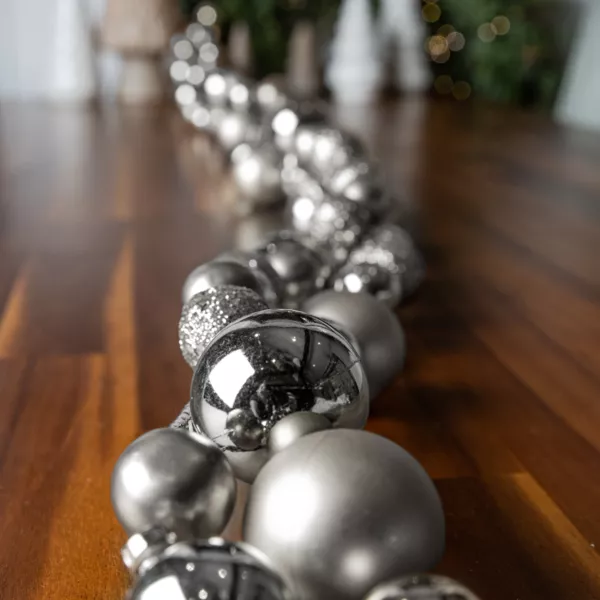 Guirnalda de Navidad (180 cm) Bolas de Navidad Plata