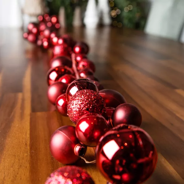 Guirnalda de Navidad (180 cm) Bolas de Navidad Rojas