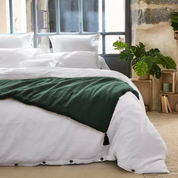 �dredon gaze de coton (90 x 200 cm) Ga�a Vert sapin