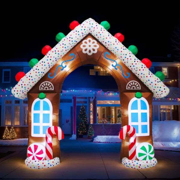 Casa di pan di zenzero gonfiabile e luminosa (H270 cm) Il Chalet dei Dolci Multicolore