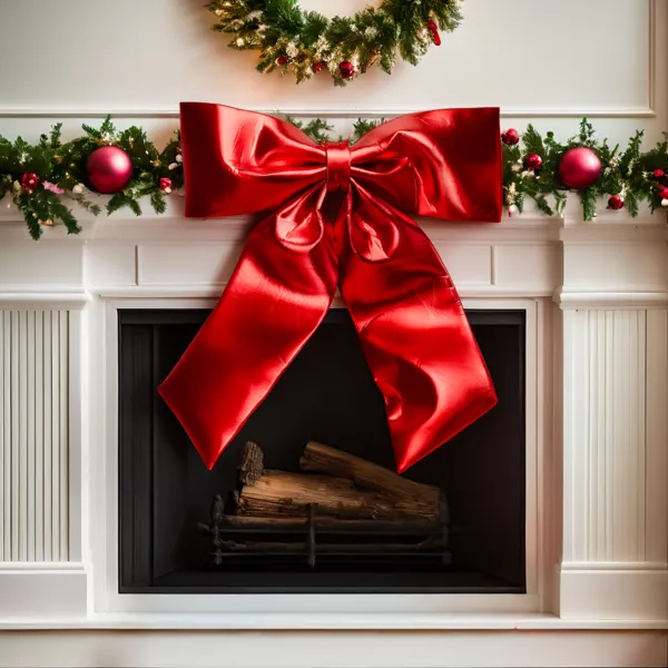 Gigantische Kerststrik (H80 cm) Shiny Rood