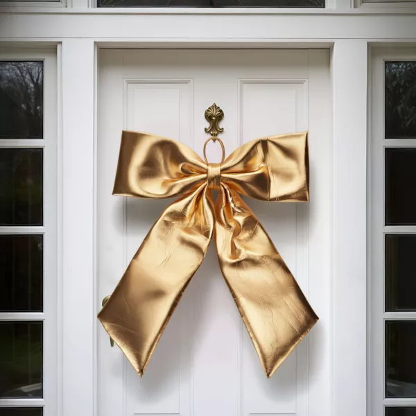 Reusachtige Kerststrik (H80 cm) Shiny Goud